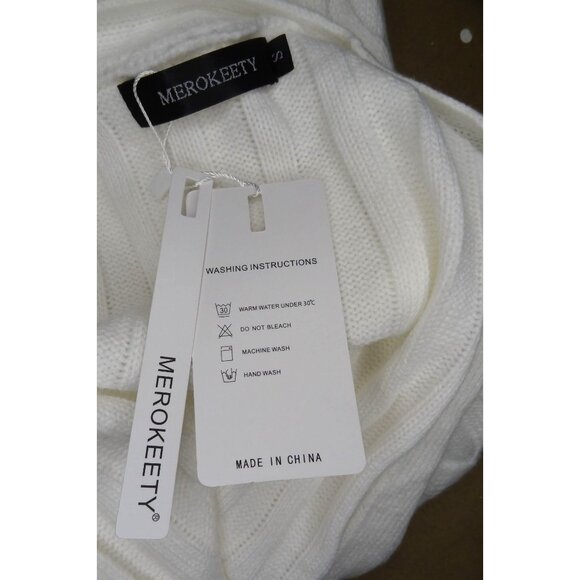 Merokeety Women's White Button Up V Collar Cardigan Sweater Sz S - NWT - Picture 8 of 9